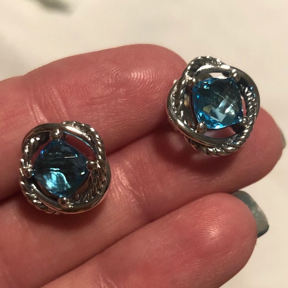 David Yurman Jewelry - Gorgeous David Yurman blue topaz infinity earrings
